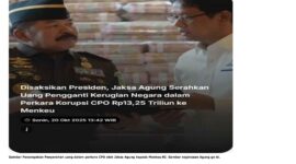 Gambar Penampakan Penyerahan uang dalam perkara CPO oleh Jaksa Agung kepada Menkeu RI. Gambar kejaksaan Agung go id.