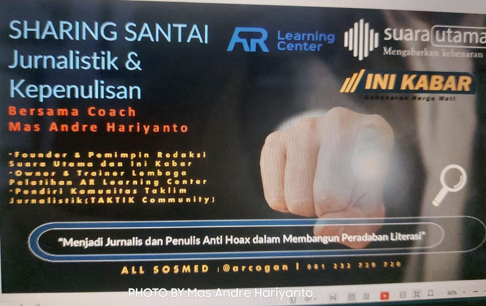 FOTO: Redaksi Suara Utama Gelar Pelatihan Jurnalistik dan Fotografi Secara Daring (Aditiyas Rahadi/SUARA UTAMA)