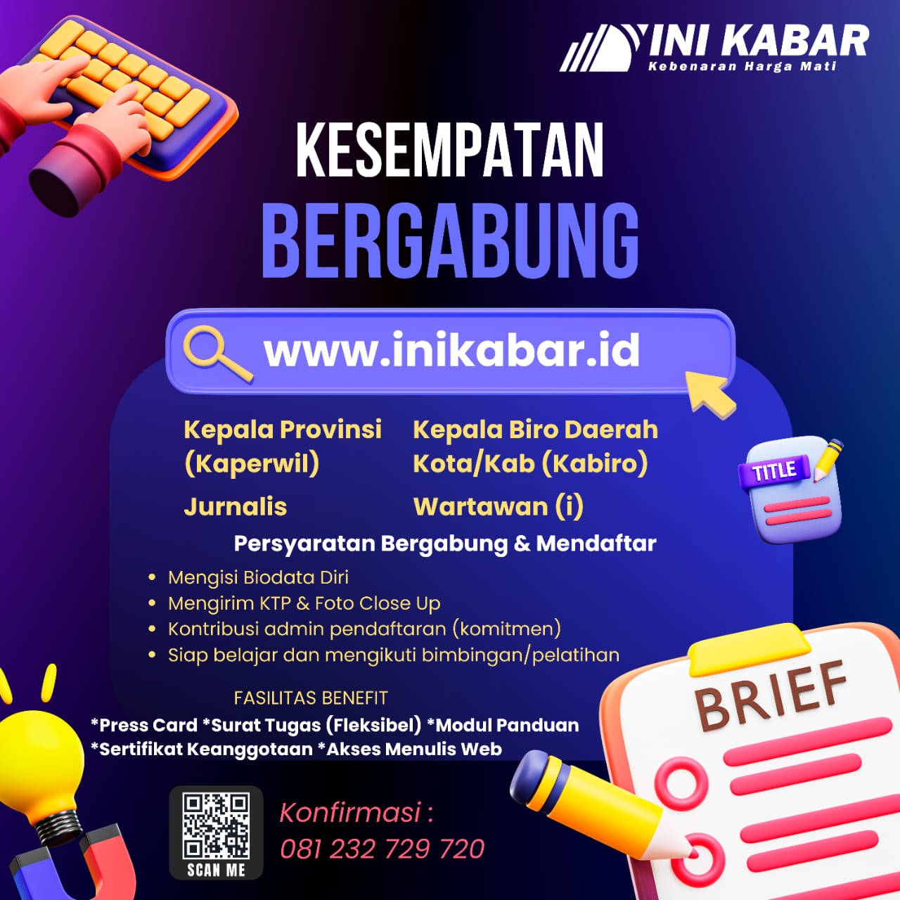 Gambar: Iklan Lowongan Pekerjaan Wartawan, Kaperwil, dan Kabiro Media Nasional Online (SUARA UTAMA)