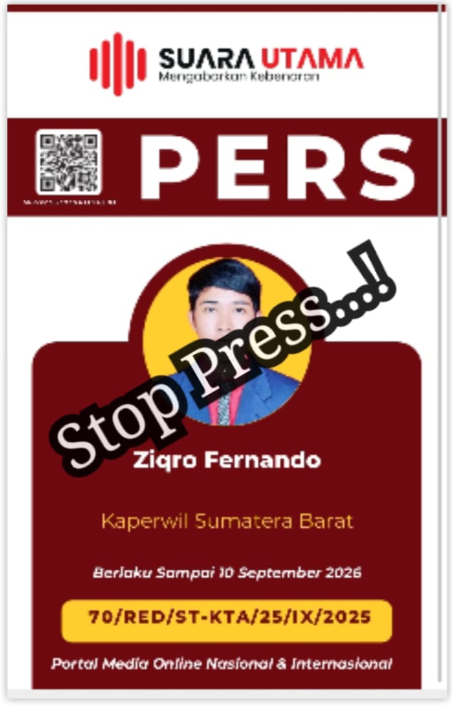 FOTO : Stop Press Anggota Media Suara Utama Atas Nama Ziqro Fernando dari kota Padang, Sumatera Barat (Dok. Internal/SUARA UTAMA)
