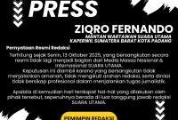 FOTO : Stop Press Anggota Media Suara Utama Atas Nama Ziqro Fernando dari kota Padang, Sumatera Barat (Dok. Internal/SUARA UTAMA)