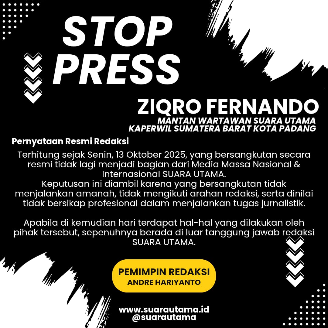 FOTO : Stop Press Anggota Media Suara Utama Atas Nama Ziqro Fernando dari kota Padang, Sumatera Barat (Dok. Internal/SUARA UTAMA)