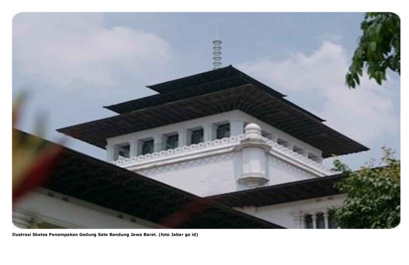 Ilustrasi Sketsa Penampakan Gedung Sate Bandung Jawa Barat. (foto Jabar go id)