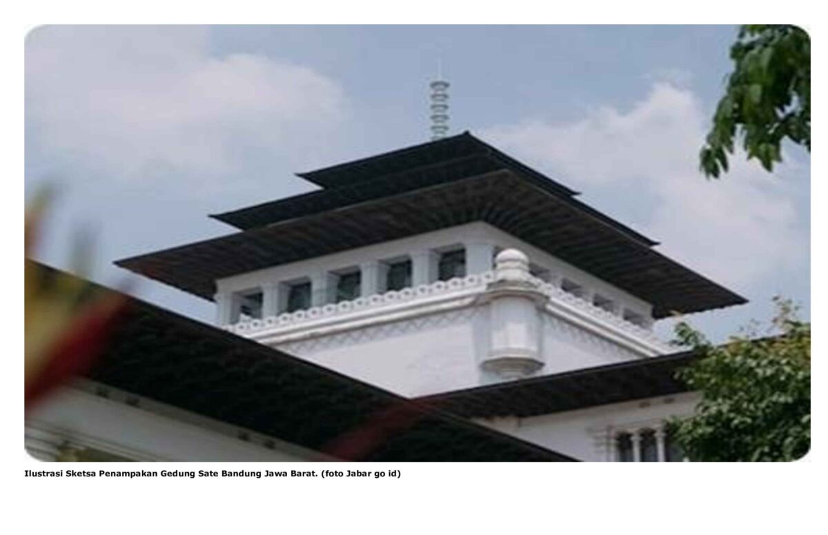 Ilustrasi Sketsa Penampakan Gedung Sate Bandung Jawa Barat. (foto Jabar go id)