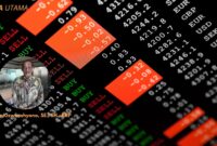 Investor senior Yulianto Kiswocahyono, SE., SH., BKP memberikan pandangannya mengenai strategi averaging up yang dinilai lebih efektif dalam pengelolaan risiko investasi saham modern. Gambar latar menampilkan pergerakan harga saham di layar perdagangan yang mencerminkan dinamika pasar modal Indonesia.
