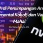 Tampilan layar yang menunjukkan pergerakan harga saham dan logo NVIDIA. Saham NVIDIA (NASDAQ: NVDA) terus mencatatkan rekor baru di tengah lonjakan permintaan chip kecerdasan buatan (AI). Namun, sejumlah analis, termasuk Eko Wahyu Pramono, S.Ak, menilai valuasi perusahaan kini berada di tingkat yang perlu diwaspadai.