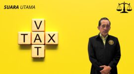 Yulianto Kiswocahyono, S.E., S.H., BKP Konsultan Pajak Senior sekaligus Ketua Komite Tetap Bidang Fiskal dan Moneter KADIN Jawa Timur memberikan pandangan mengenai wacana penghitungan ulang pemangkasan tarif Pajak Pertambahan Nilai (PPN) oleh pemerintah. Visual ilustrasi menampilkan konsep pajak (VAT/TAX) sebagai simbol dari kebijakan fiskal nasional.