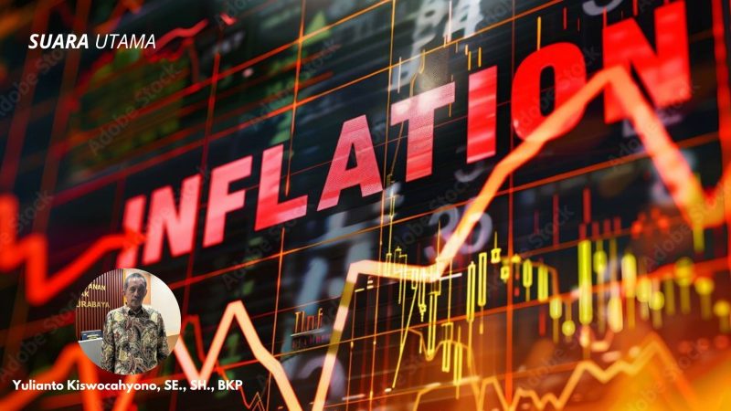 Ilustrasi inflasi sebagai “musuh senyap” ekonomi. Yulianto Kiswocahyono, SE., SH., BKP, mengingatkan pentingnya investasi cerdas untuk melawan penurunan nilai uang.