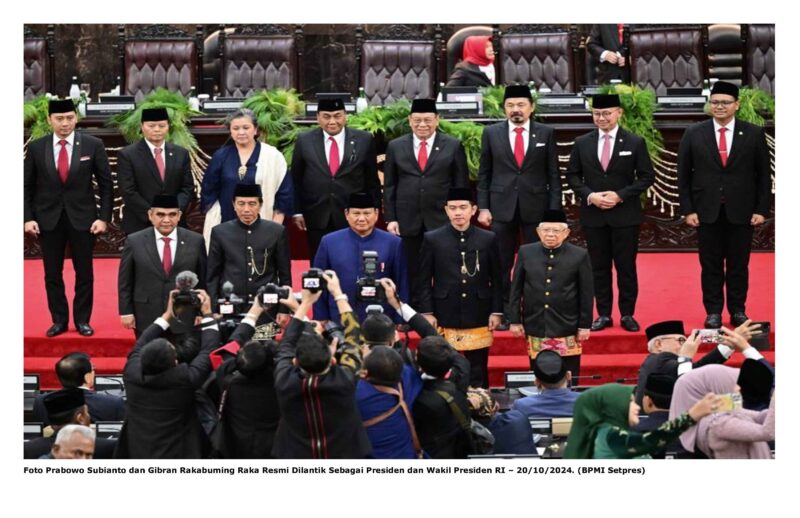 Foto Prabowo Subianto dan Gibran Rakabuming Raka Resmi Dilantik Sebagai Presiden dan Wakil Presiden RI – 20/10/2024. (BPMI Setpres)