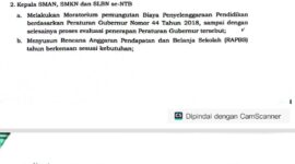Foto: Surat Edaran Gubernur tentang moratorium pemungutan Biaya Penyelenggaraan Pendidikan (BPP)