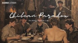 Potret ilustratif suasana diskusi ekonomi sosial yang merepresentasikan fenomena Chilean Paradox kemapanan semu di tengah pertumbuhan ekonomi.