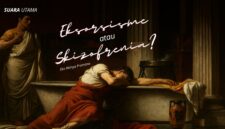 Ilustrasi reflektif tentang konflik antara spiritualitas dan kesehatan mental. Gambar ini menggambarkan ketegangan batin antara penderitaan jiwa dan pencarian makna religius sejalan dengan tema “Eksorsisme atau Skizofrenia?” yang dibahas dalam artikel ini.