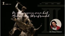 Ilustrasi artikel “De Autonomie van het Materiële Strafrecht” di SUARA UTAMA, menampilkan simbol perjuangan keadilan dan figur Eko Wahyu Pramono, pemegang Izin Kuasa Hukum (IKH) Pengadilan Pajak, sebagai narasumber utama pembahasan otonomi hukum pidana.