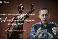 Adv. Yulianto Kiswocahyono, SE., SH., BKP memberikan pandangan hukum terkait keputusan Presiden Prabowo Subianto dalam memberikan rehabilitasi kepada mantan Direksi ASDP. Visual Lady Justice pada latar belakang menggambarkan simbol keadilan dan dimensi hukum administrasi yang menjadi sorotan dalam analisis ini.