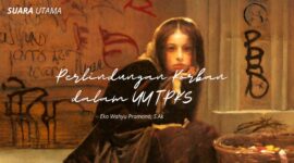 Ilustrasi kesedihan yang selaras dengan tema artikel, mencerminkan dampak kekerasan terhadap korban dan pentingnya perlindungan hukum. Gaya visual yang melankolis menekankan ketidakberdayaan korban.