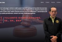 Yulianto Kiswocahyono, SE., SH., BKP Konsultan pajak senior sekaligus Ketua Komite Tetap Bidang Fiskal dan Moneter Kadin Jawa Timur. Yulianto menilai pendekatan cooperative compliance yang disiapkan DJP akan memperkuat kepercayaan antara wajib pajak dan otoritas pajak, serta mendorong transparansi dan pembinaan berkelanjutan di bidang perpajakan.
