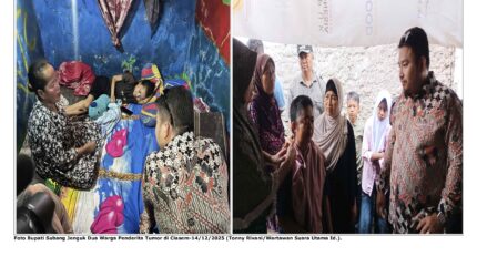 Foto Bupati Subang Jenguk Dua Warga Penderita Tumor di Ciasem-14/12/2025 (Tonny Rivani/Wartawan Suara Utama Id.).