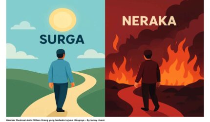 Gambar Ilustrasi Arah Pilihan Orang yang berbeda tujuan hidupnya - By tonny rivani.