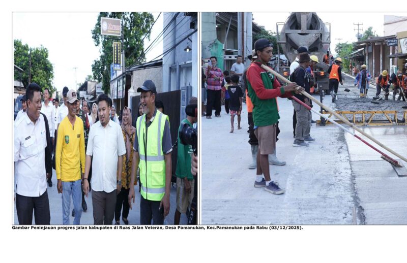 Gambar Peninjauan progres jalan kabupaten di Ruas Jalan Veteran, Desa Pamanukan, Kec.Pamanukan pada Rabu (03/12/2025).