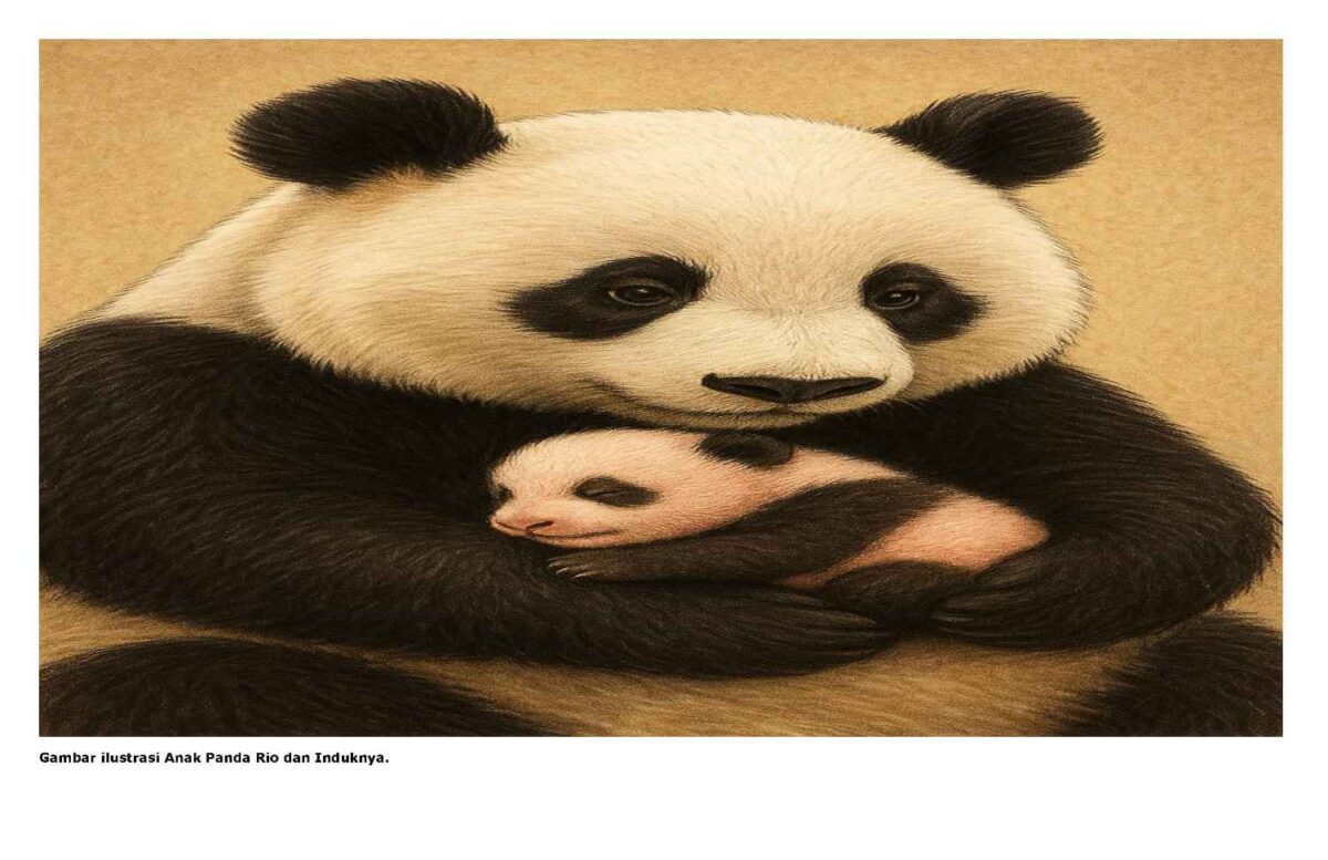 Gambar ilustrasi Anak Panda Rio dan Induknya.
