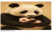 Gambar ilustrasi Anak Panda Rio dan Induknya.