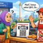 Ilustrasi seorang nenek yang hendak membeli roti di sebuah gerai di area Halte Transjakarta Monas. Pegawai toko menolak pembayaran tunai dan meminta menggunakan QRIS.