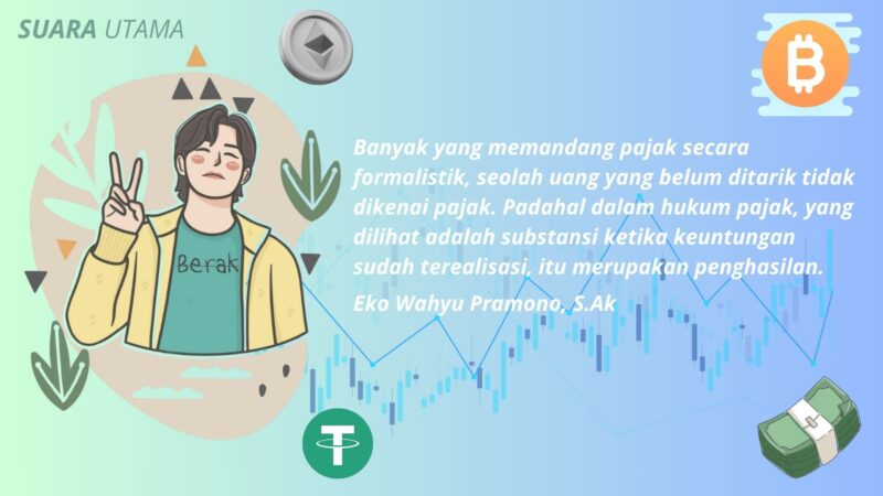Ilustrasi Representasi Eko Wahyu Pramono dalam edukasi pajak investasi saham dan kripto.