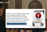Advokat Yulianto Kiswocahyono, SE., SH., BKP, anggota organisasi advokat FERADI WPI, menyampaikan pandangan bahwa KUHAP baru harus menjadi instrumen untuk menyeimbangkan kepastian hukum, keadilan, dan kemanfaatan dalam penegakan hukum pidana Indonesia.