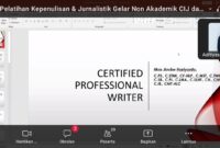 Suasana pelatihan 'Professional Writer' yang digelar secara daring oleh AR Learning Center melalui aplikasi Zoom, Minggu (15/02/2026).