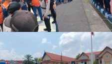 Foto aksi demo buruh didepan kantor bupati