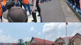 Foto aksi demo buruh didepan kantor bupati