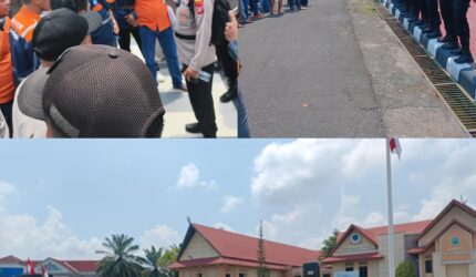 Foto aksi demo buruh didepan kantor bupati