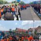 Foto aksi demo buruh didepan kantor bupati