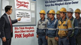 Foto ilustrasi pekerja dipaksa masuk dihari libur/tanggal merah. bila tidak mengikuti aturan perusahan amcaman PHK.