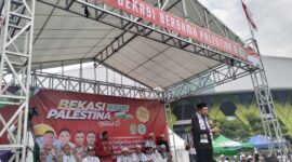 FOTO: Kegiatan Aksi Bekasi Bersama Palestina Jilid  untuk kembalinGaungkan Solidaritas Untuk Gaza (Mutsaqoh Fiddin/SUARA UTAMA)