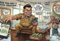 Ilustrasi Oknum Petugas Sekolah yang Memanfaatkan Moment PPDB saat Penerimaan Siswa Baru.
