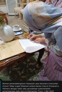 Kuatkan Fondasi Hukum Perusahaan Tambang, Krissandi & Partners Tandatangani Kontrak Konsultan Hukum Tetap di Kaltim