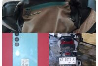 foto barang bukti(BB), 1 unit sepeda motor, hp, tas slempang