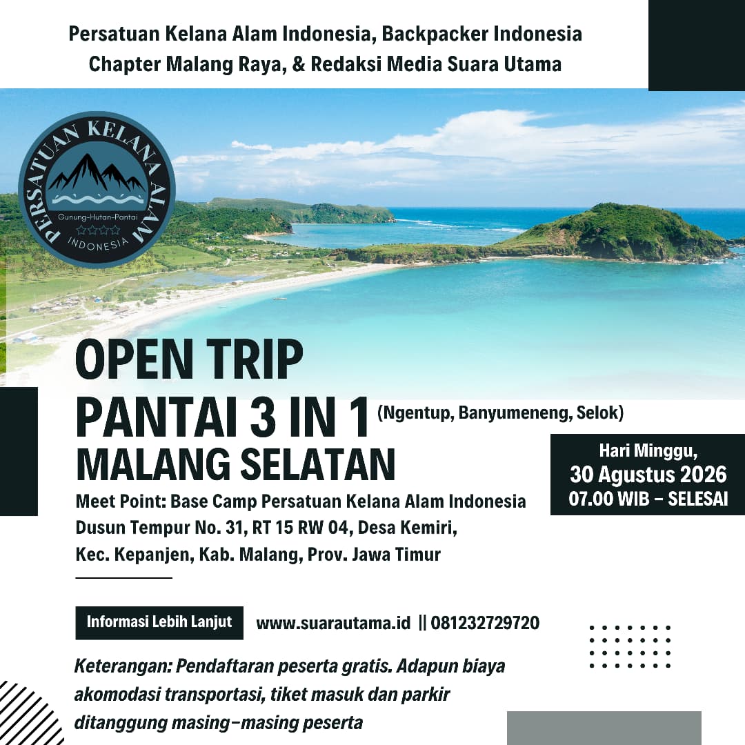 FOTO: Persatuan Kelana Alam Indonesia Bersama Backpacker Indonesia Chapter Malang dan Redaksi Media Suara Utama Gelar 2 Agenda Wisata Alam: Hiking Gunung Lorokan dan Open Trip Pantai 3 in 1 Malang Selatan (Andre Hariyanto/SUARA UTAMA)