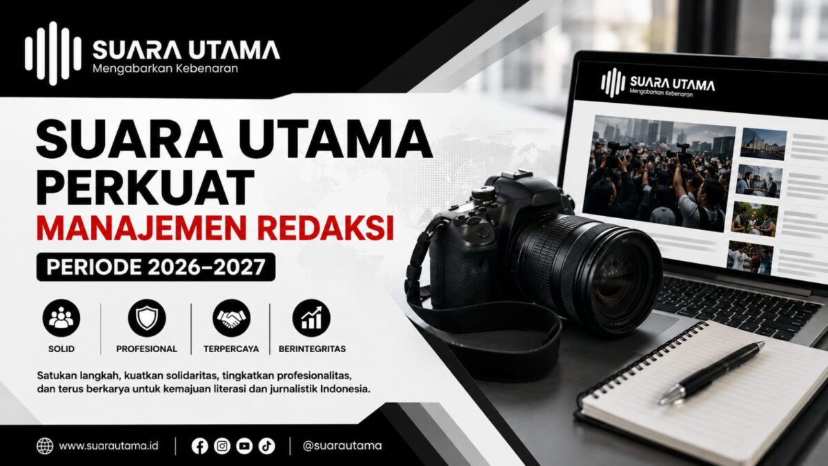 FOTO: Founder Suara Utama, Andre Hariyanto, Resmikan Reformasi Struktur Pengurus Manajemen Redaksi Periode 2026 - 2027 (Dok.Internal/SUARA UTAMA)